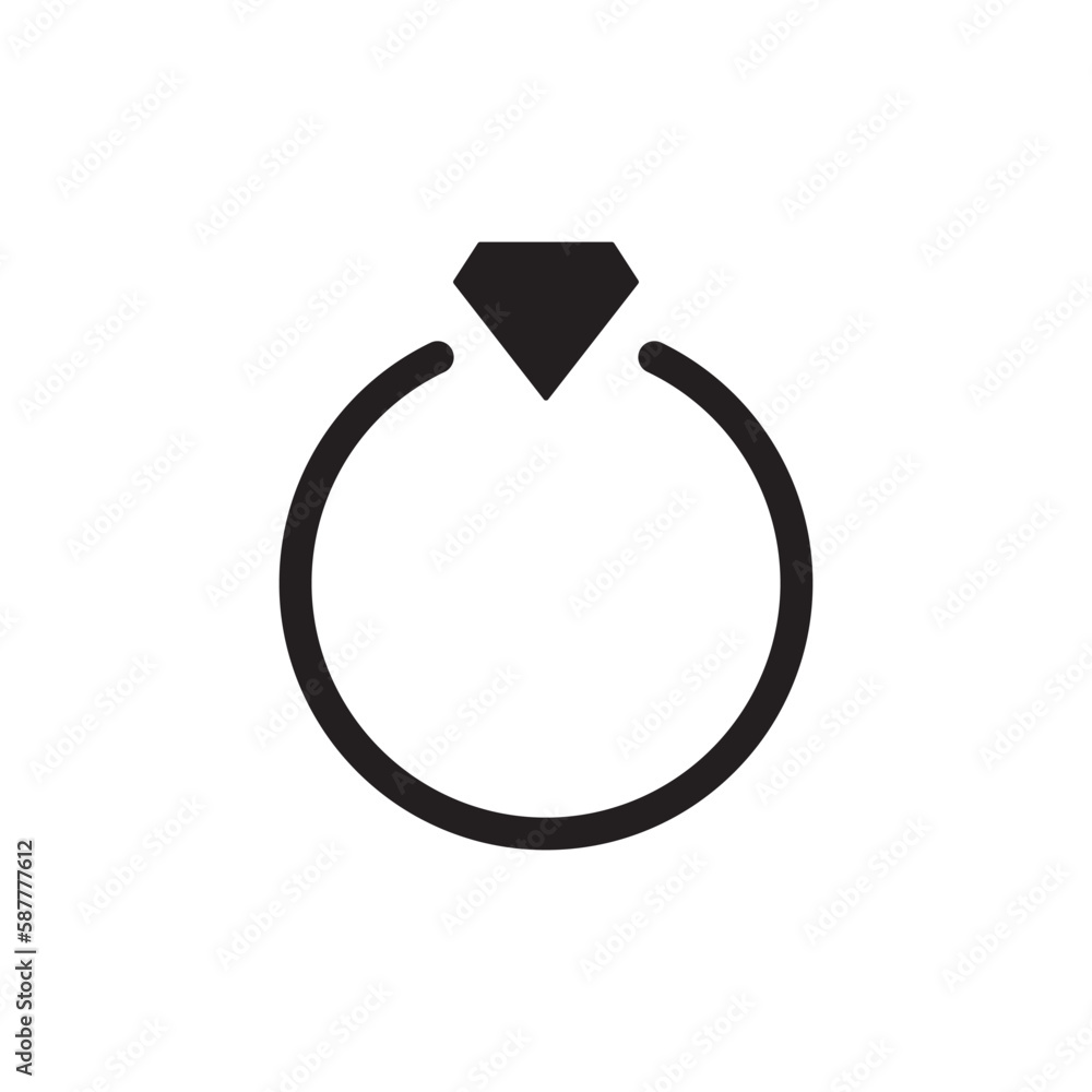 Ring vector icon. Ring with diamond flat sign design. Wedding ring symbol pictogram. UX UI icon