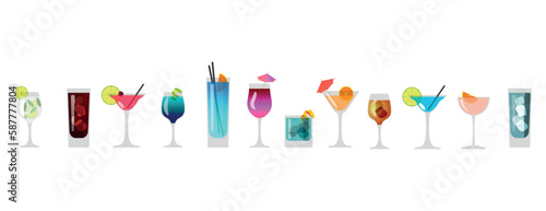 icone, bicchieri, cocktail photo