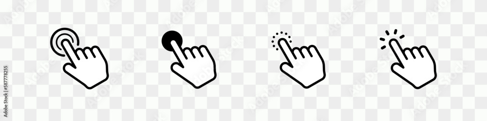 Computer hand cursor icon set. Mouse click cursor symbols. Hand click ...