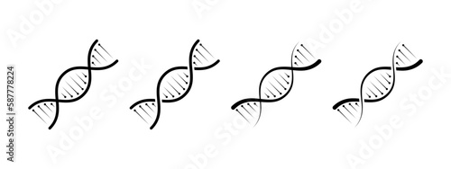 Dna icon set. Dna helix sign. Genetic symbol. Vector illustration.