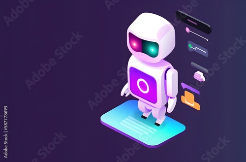 Wallpaper Mural Robot beside the screen of smartphone. Concept of chatbot with artificial intelligence. Torontodigital.ca