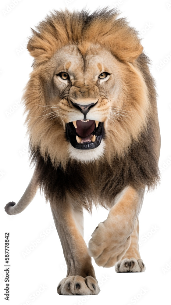 Obraz premium lion running transparent background