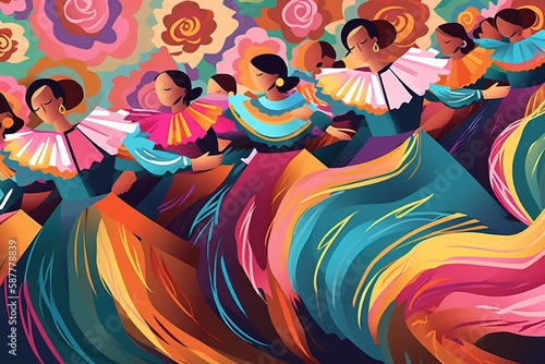 Traditional Mexican Folk Dancers Perform in Celebration photo