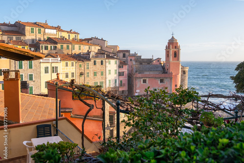 Aerial view of Tellaro, ancient and small village near Lerici photo
