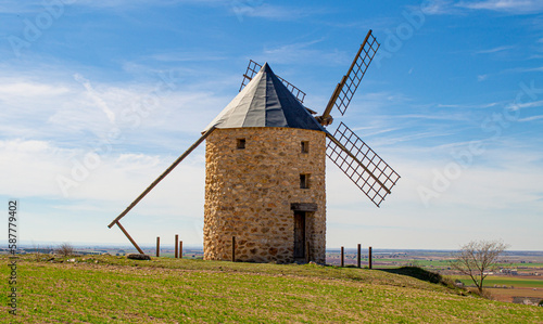 Old windmill and stone windmill.