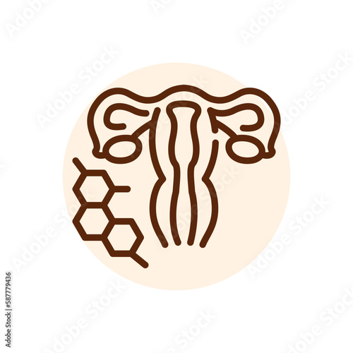 Stimulation by hormones black line icon. Fertilization.