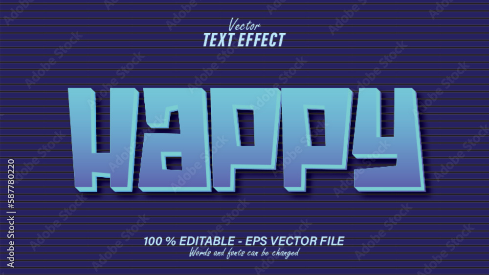 Happy blue text effect editable eps file