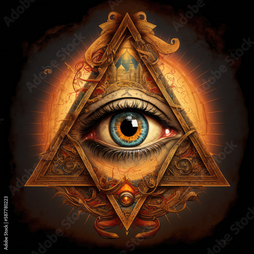 The all seeing eye, ornamental, shirt design photo