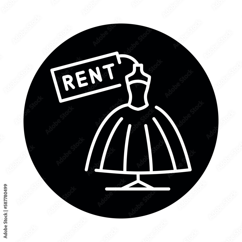 Wedding dress rental black line icon. Bride`s clothes. Wedding dress rental black line icon. Bride`s clothes.