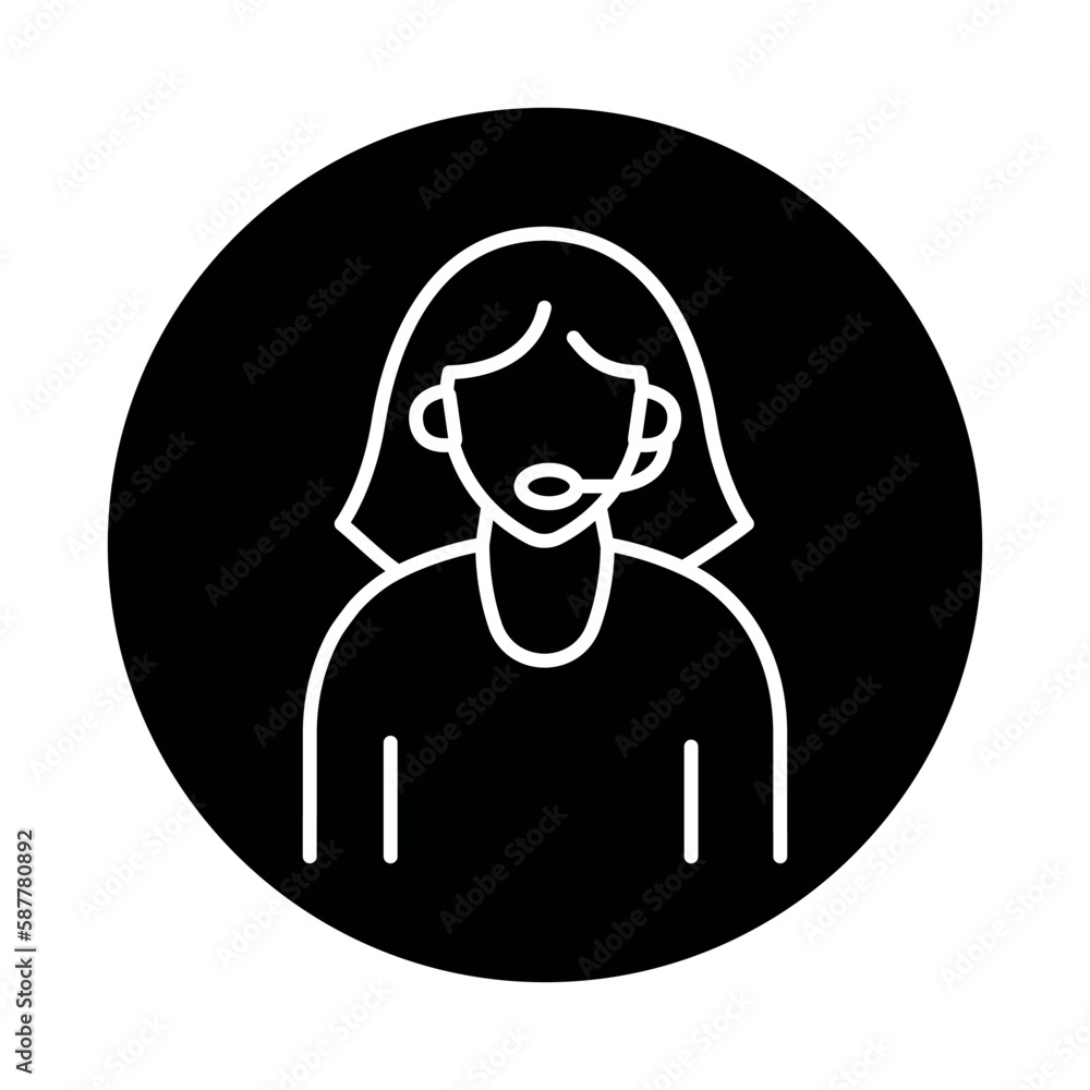 Operator call center black line icon. Working employee. Operator call center black line icon. Working employee.