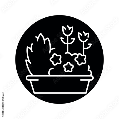 Flower bed color line icon. Garden service.