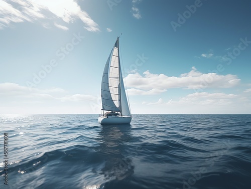 Sailing yacht in the sea on a sunny day
