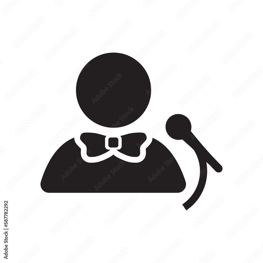 Speaker vector icon. Podium speech sign. Conference presentation speech ...