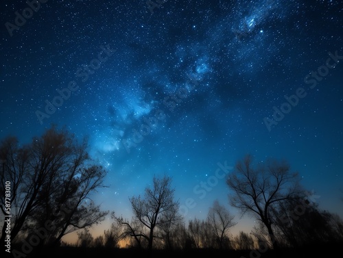 Milky Way and silhouette of trees