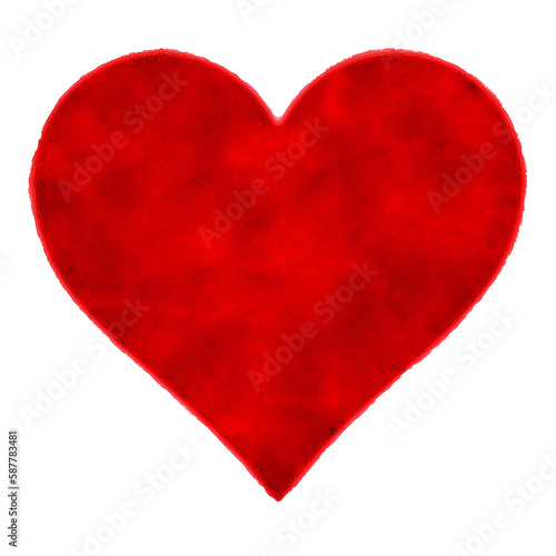 red heart on a transparent background in watercolors