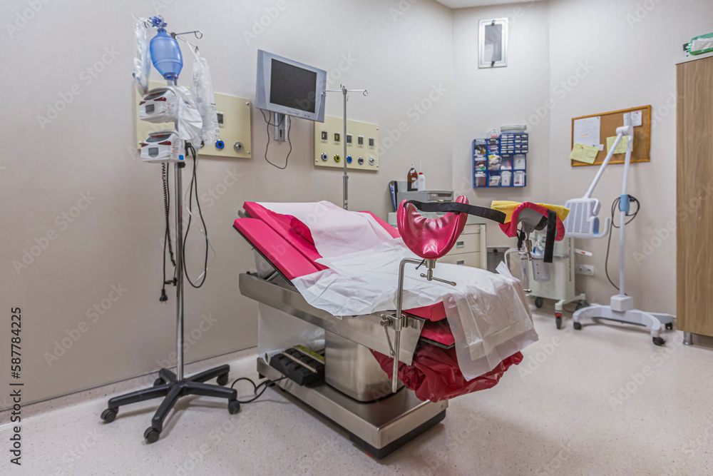 Obsetric Room Gynecology in the clinic gynecology room, interior of the genicology ...