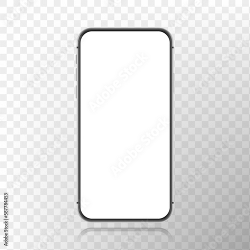 Smartphone screen frameless vector mockup isolated on white background for mobile app, website, game, UX presentation ui design template