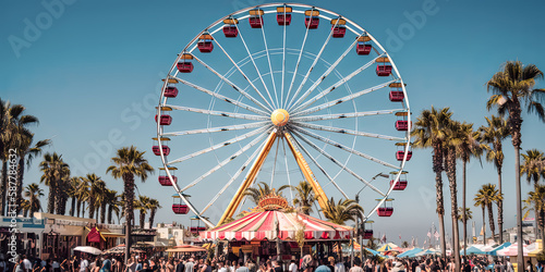 Ferris wheel in Santa Monica, United States offers a thrilling experience - generative ai.