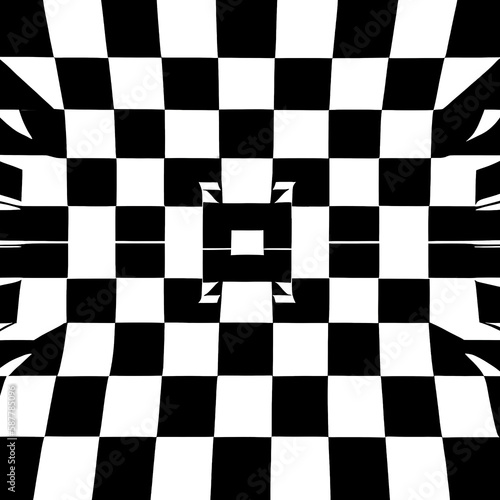 Optical illusion - parallel lines of black and white pillows