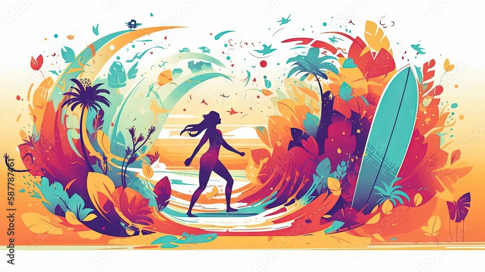 surf art illustration Stock Illustration Adobe Stock