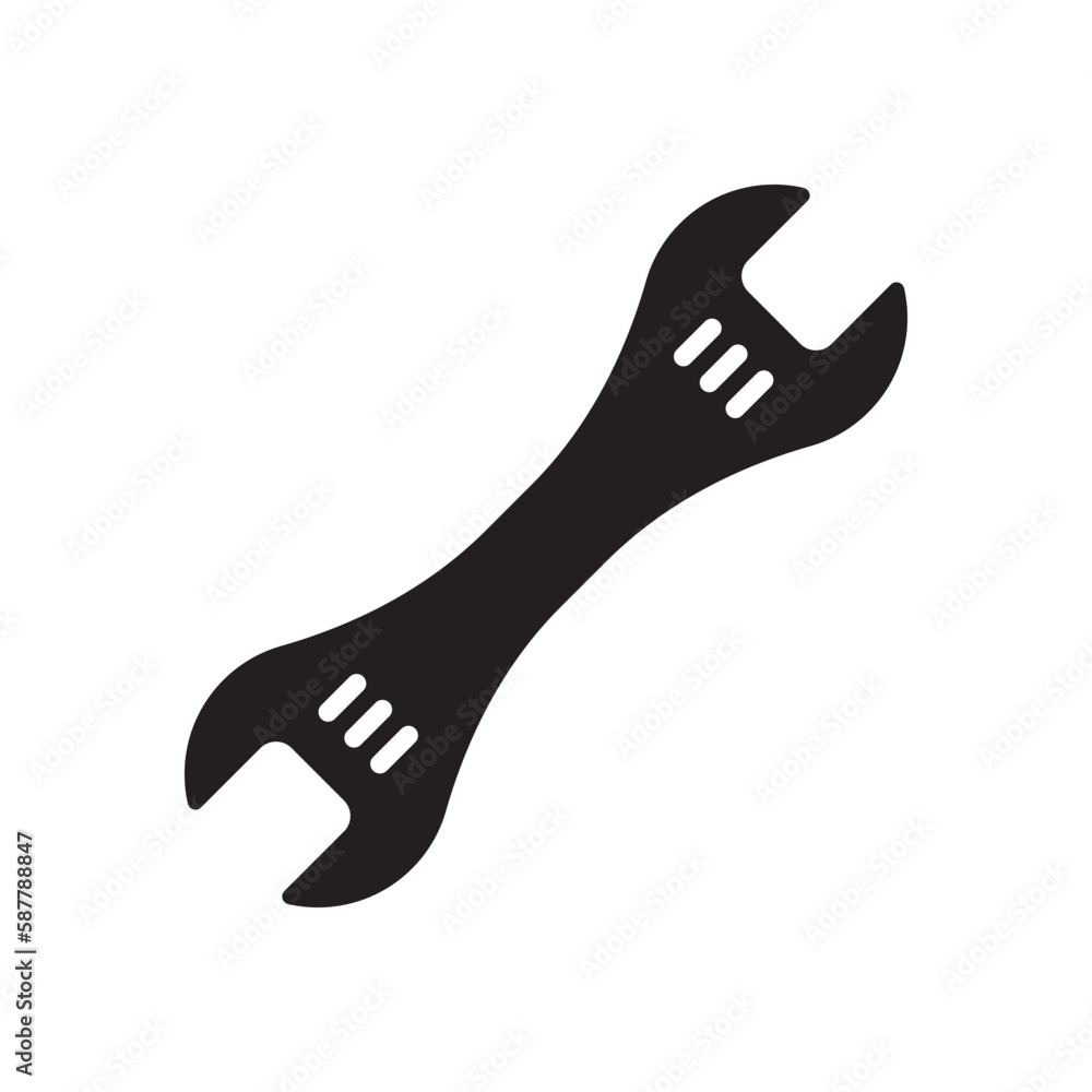 Fototapeta premium Wrench spanner vector icon. Spanner flat sign design. Repair tool icon. Engineer work tools symbol. Mechanic tools sign. Toolkit icon. Isolated tool symbol pictogram. UX UI icon