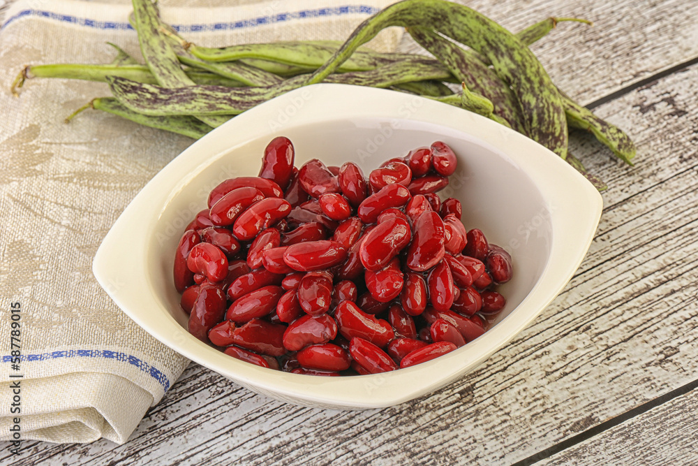 Baked red canned bean in the bowl Baked red canned bean in the bowl