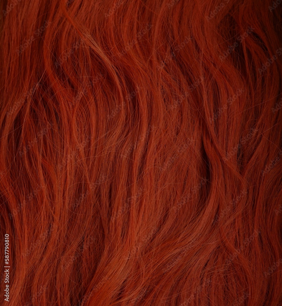 Naklejka premium Red hair texture. Close up of red hair fibers. Texture. Redhead aesthetic.