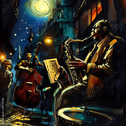 saxophone player in the night band moon bass 