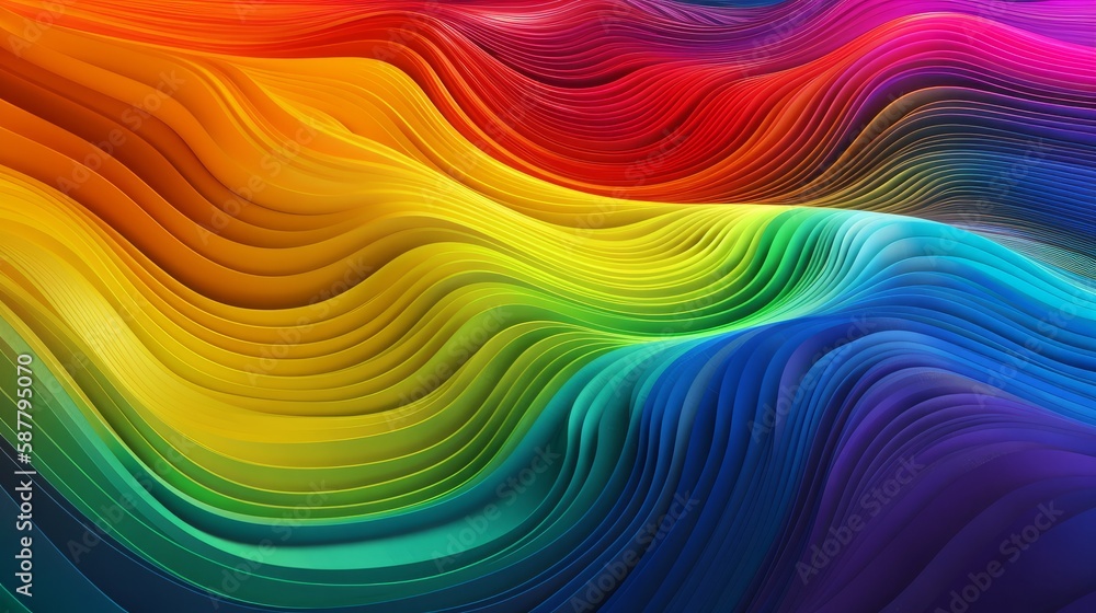 Colorful 3d wavy background. Generative Ai Colorful 3d wavy background. Generative Ai
