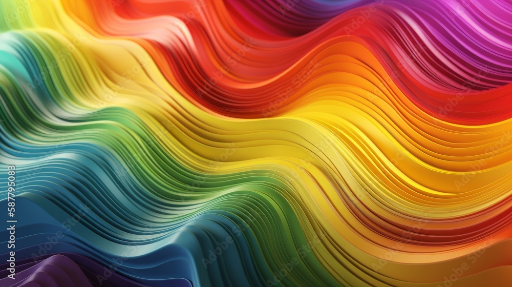 Obraz premium Colorful 3d wavy background. Generative Ai