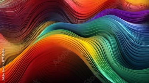 Colorful 3d wavy background. Generative Ai