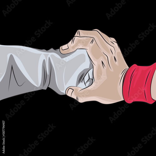 Anime hands in battle, Strong hands exerting super strength