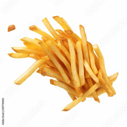 French fries flying french potato fries. "AI generated"