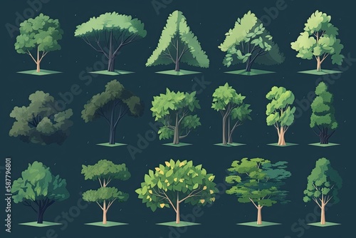 diverse forest with a variety of trees. Generative AI