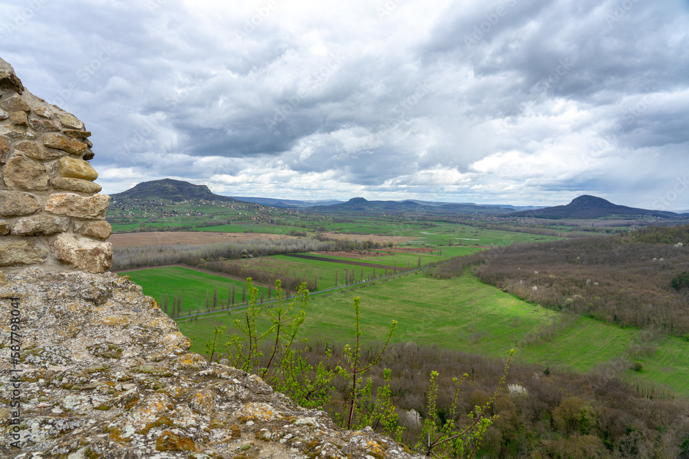 Naklejka premium Szigliget castle stronghold next to lake Balaton with beautiful view of the basin of Tapolca