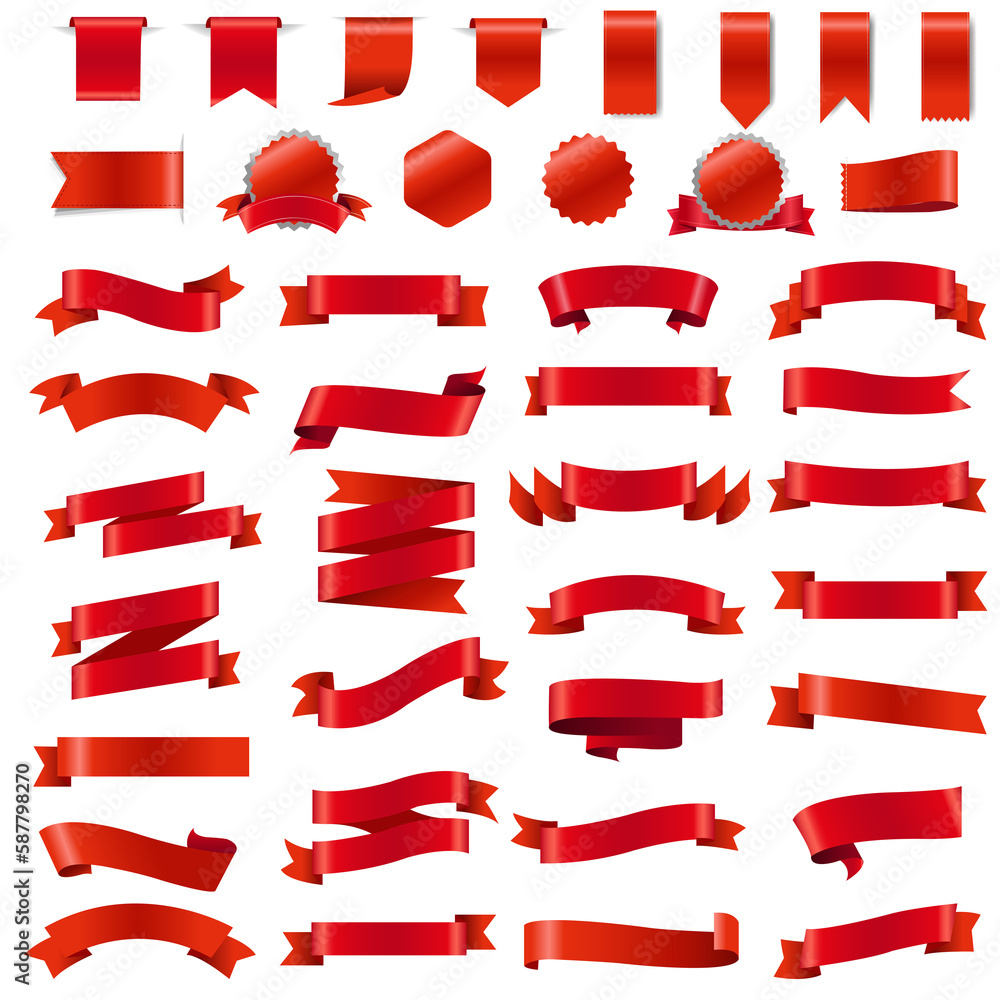 Red Silk Ribbons With White Background Red Silk Ribbons With White Background