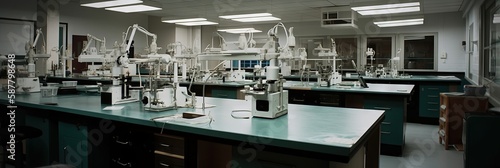 Scientific research lab empty with no people in the building by generative AI © Brian