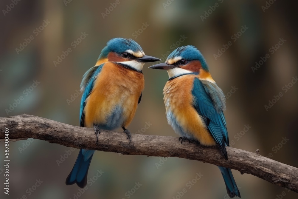 Obraz premium Beautiful two bird with blurred background Generative AI