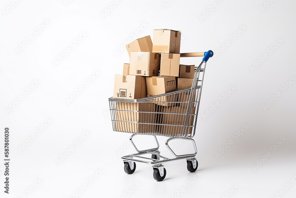 shopping cart with boxes