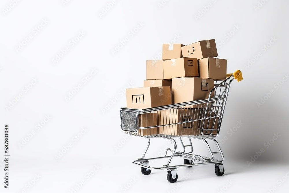 shopping cart with boxes