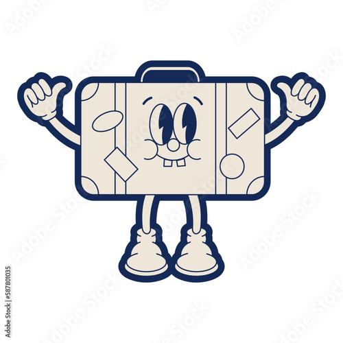 Money sticker in retro style. Hand drawn doodle style. Vintage stickers from the 70s. Vector illustration.