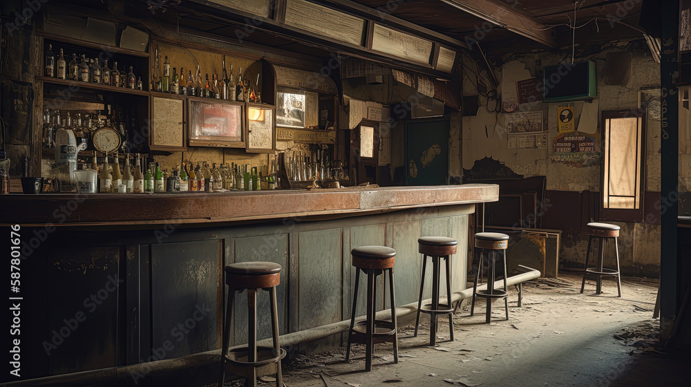 Interior of an old bar. Generative AI Interior of an old bar. Generative AI