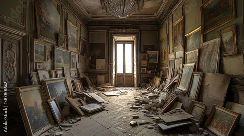 Old gallery room. Generative AI 