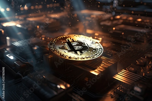 Bitcoin blockchain crypto currency digital money. AI generated