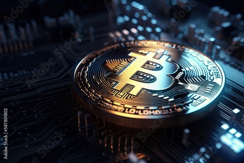 Bitcoin blockchain crypto currency digital money. AI generated