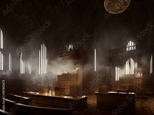 Medieval courtroom smoke abstract background seq 1 of 19