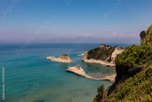 Fototapeta Naklejka Na Ścianę i Meble -  Beautiful landscape with cliffs and ocean at Cape Drastis, Corfu, Greece