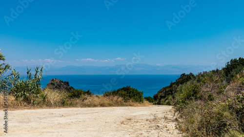 Beautiful landscape with cliffs and ocean at Cape Drastis, Corfu, Greece