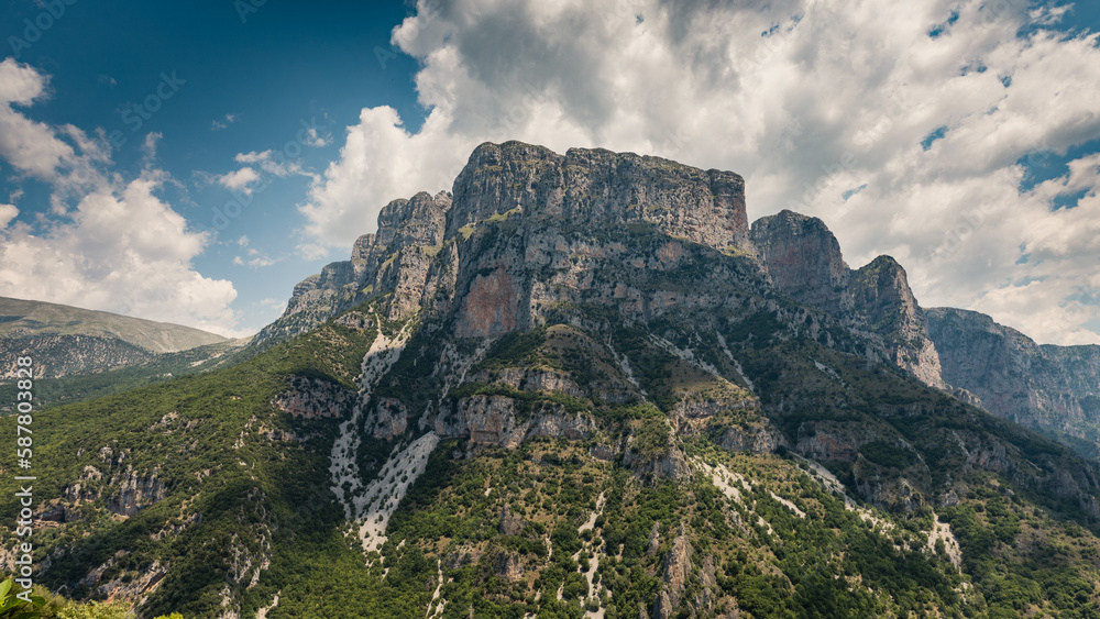 Panorama of beautiful Vikos George in Pindus Mountain (Vikos National Park), Greece
