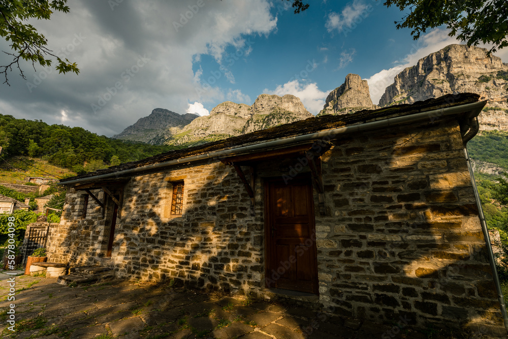 Inside traditional mountain greek village Papingo Mikro near Vikos Gorge, Greece Inside traditional mountain greek village Papingo Mikro near Vikos Gorge, Greece